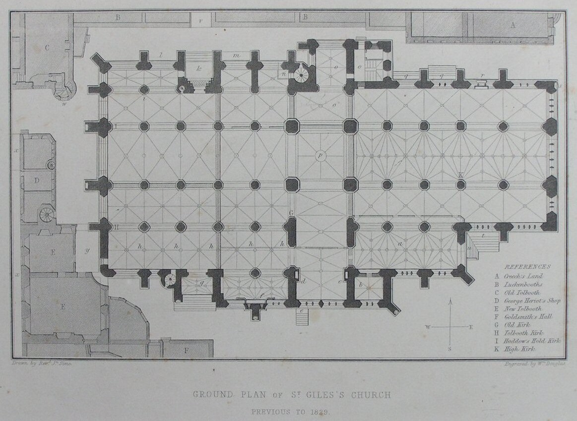Print - Ground Plan of St Giles's Church Previous to 1829 - Douglas
