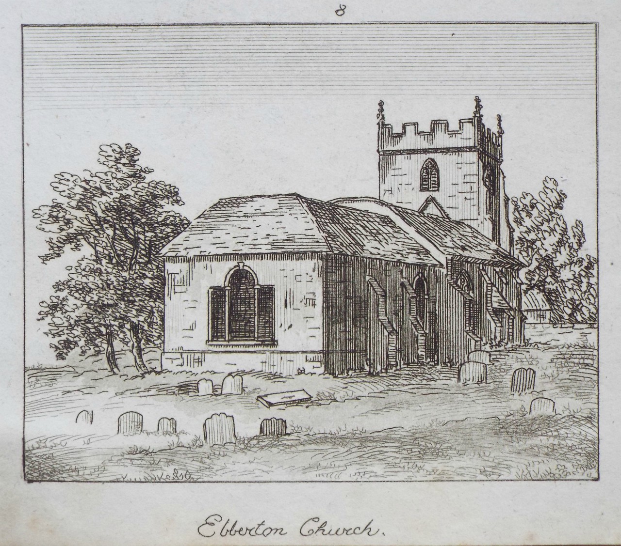 Etching with aquatint - Ebberton Church