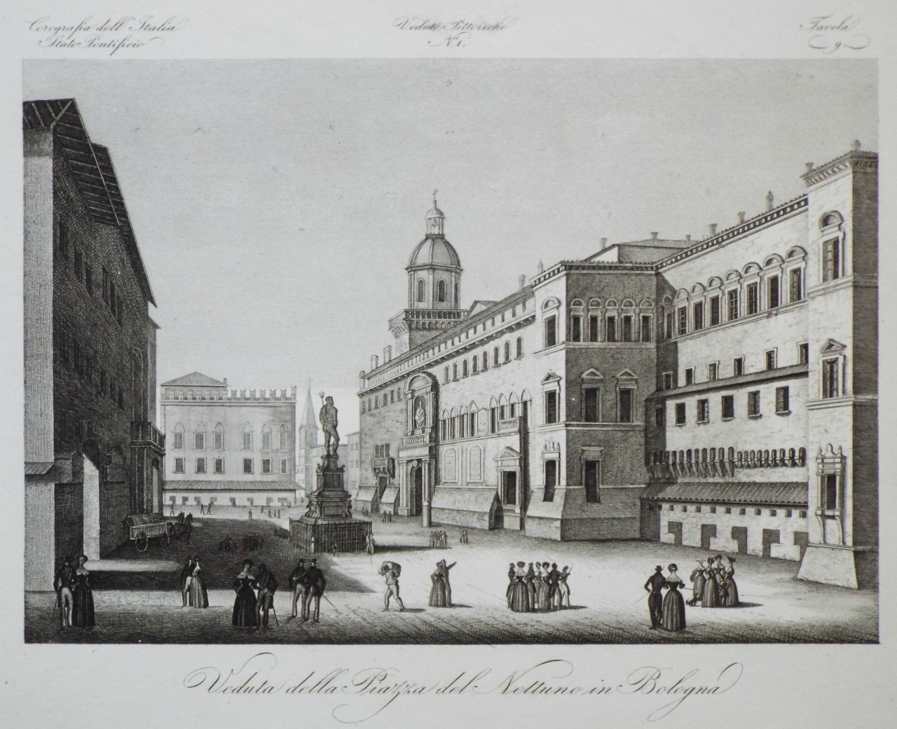 Print - Veduta della Piazza del Nettuno in Bologna.