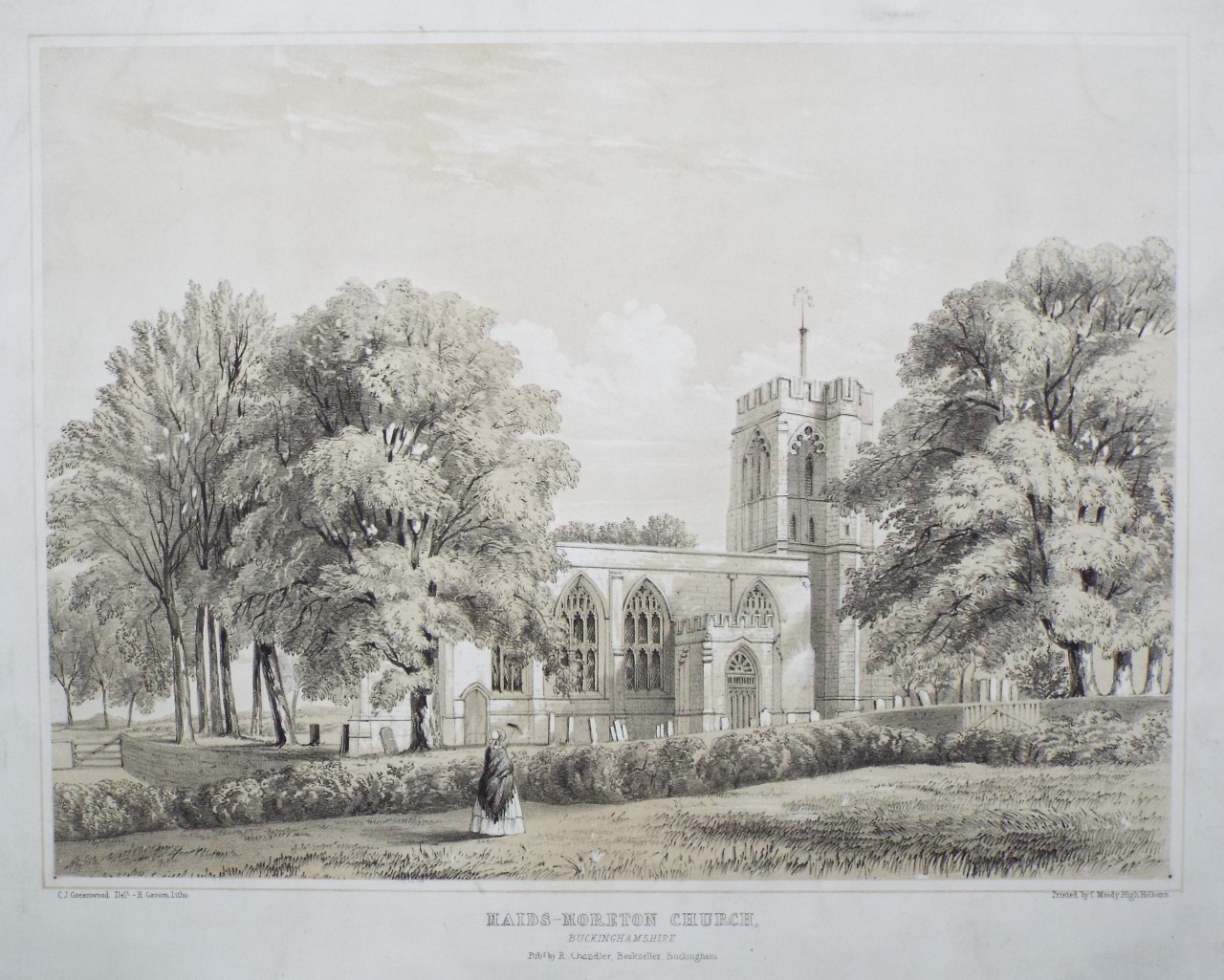 Lithograph - Maids-Moreton Church, Buckinghamshire. - Groom