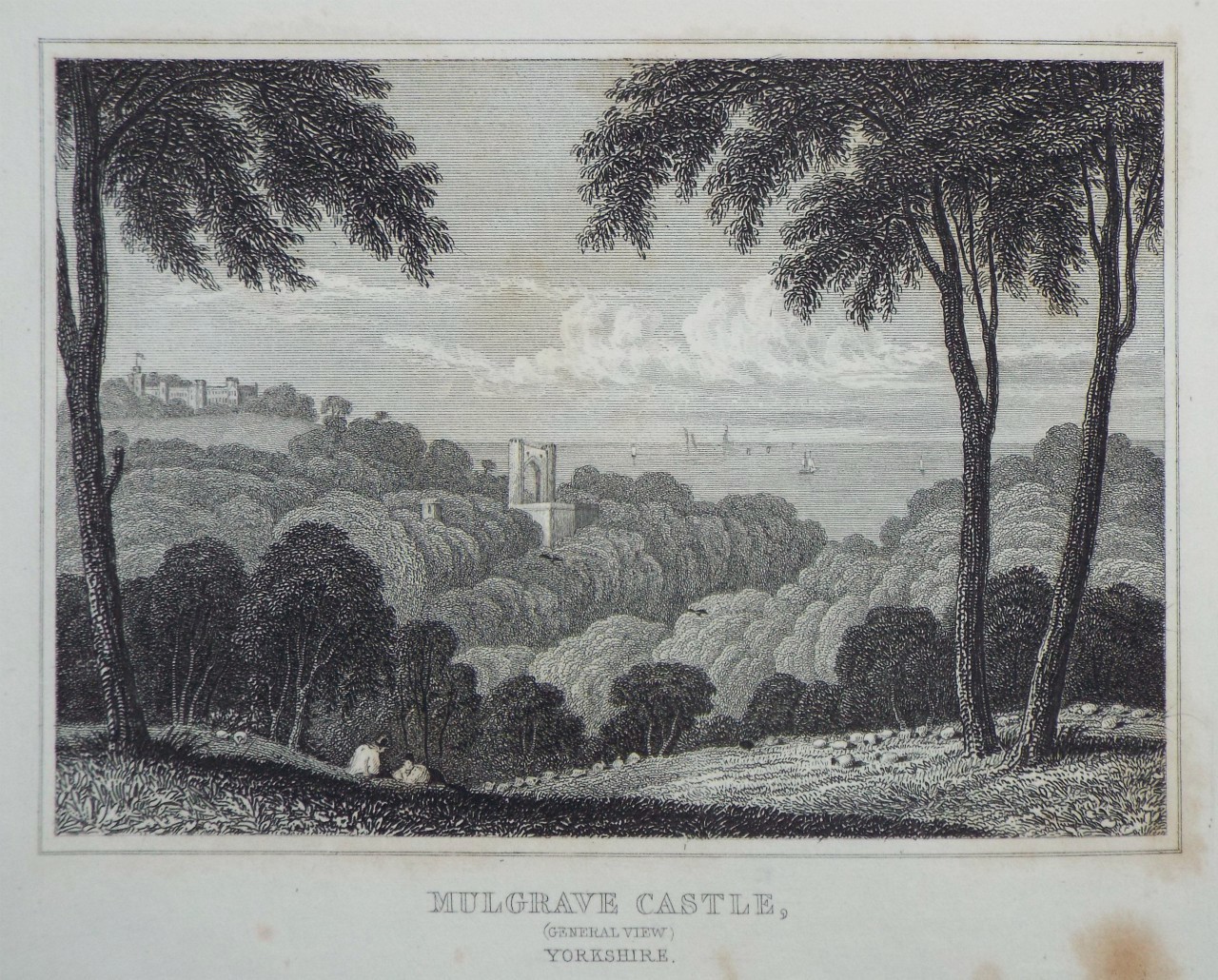 Print - Mulgrave Castle, (General View) Yorkshire. - Radclyffe