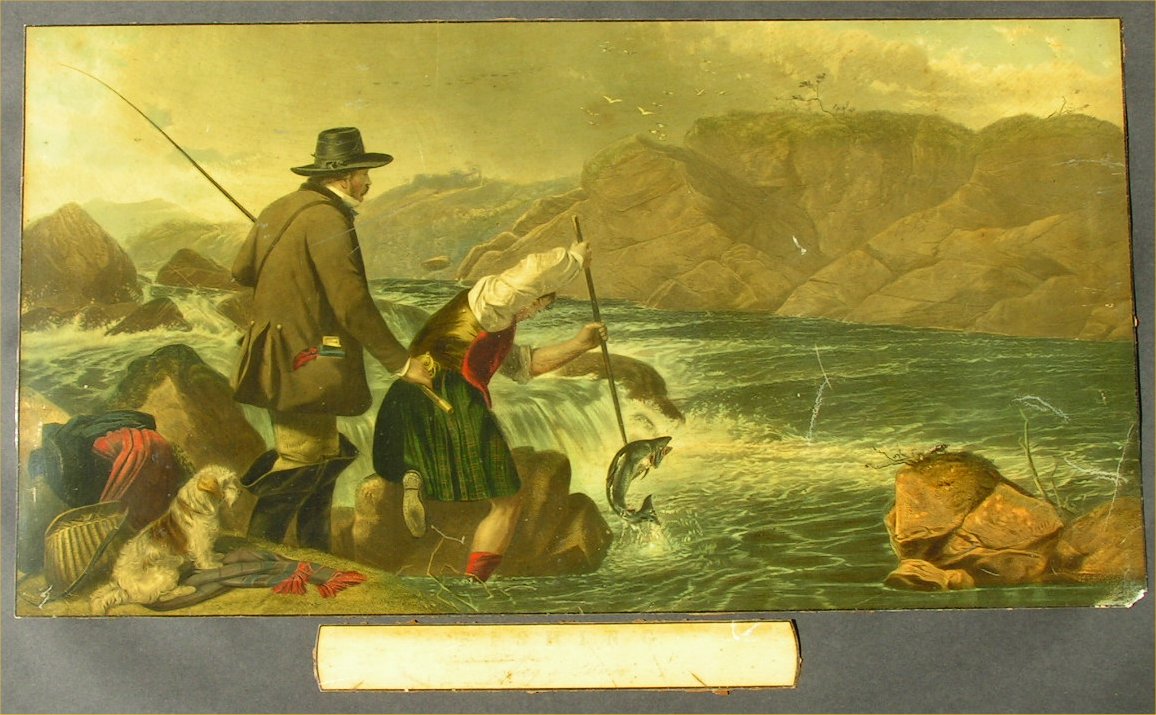 Lithograph - Fishing. Gaffing a Pike