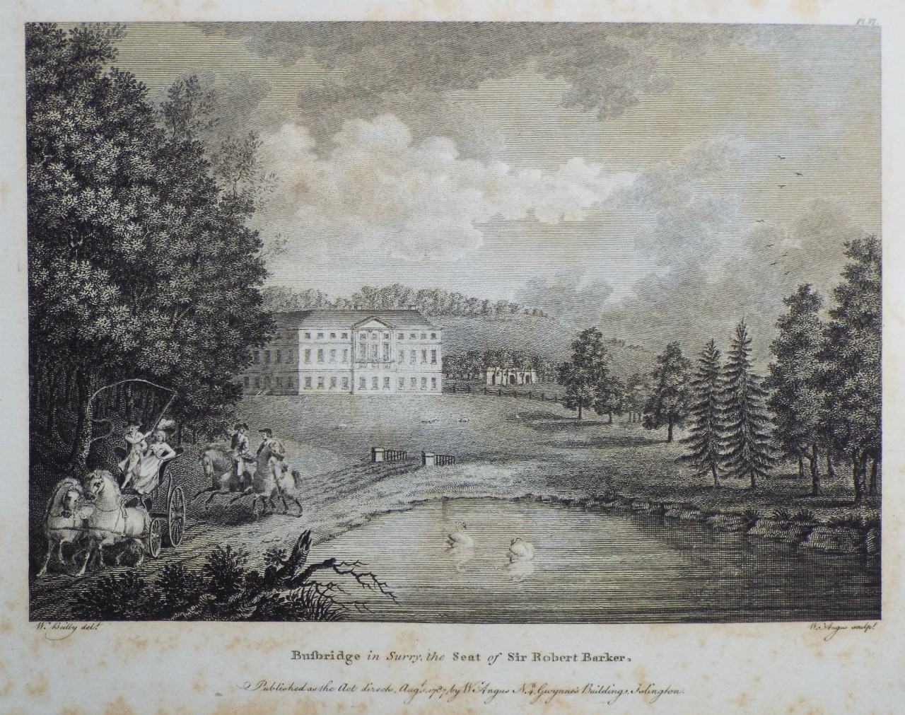 Print - Busbridge in Surry, the Seat of Sir Robert Barker. - Angus