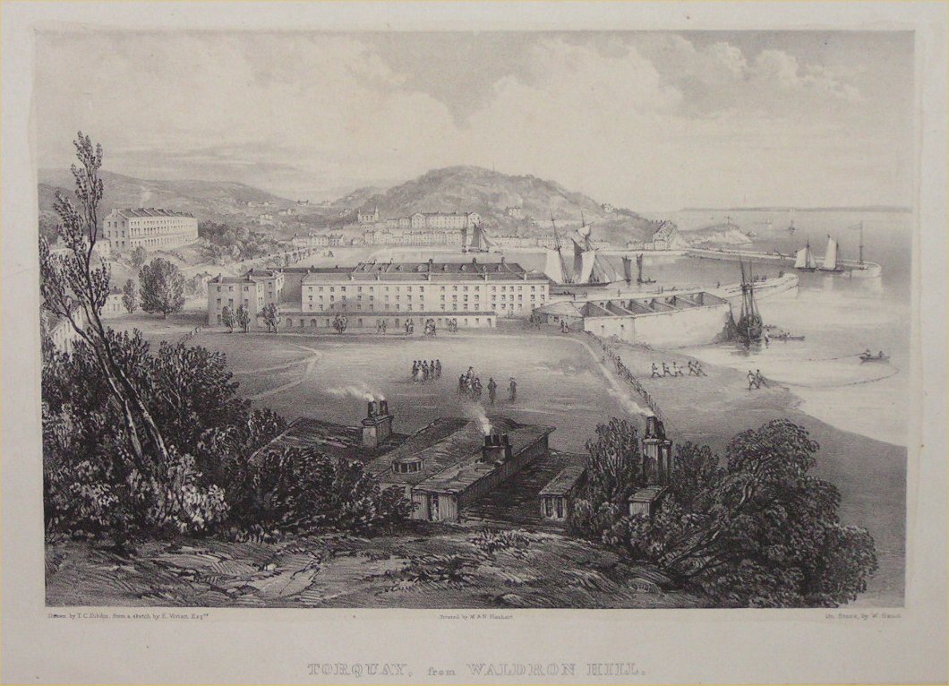 Lithograph - Torquay, from Waldron Hill - Gauci