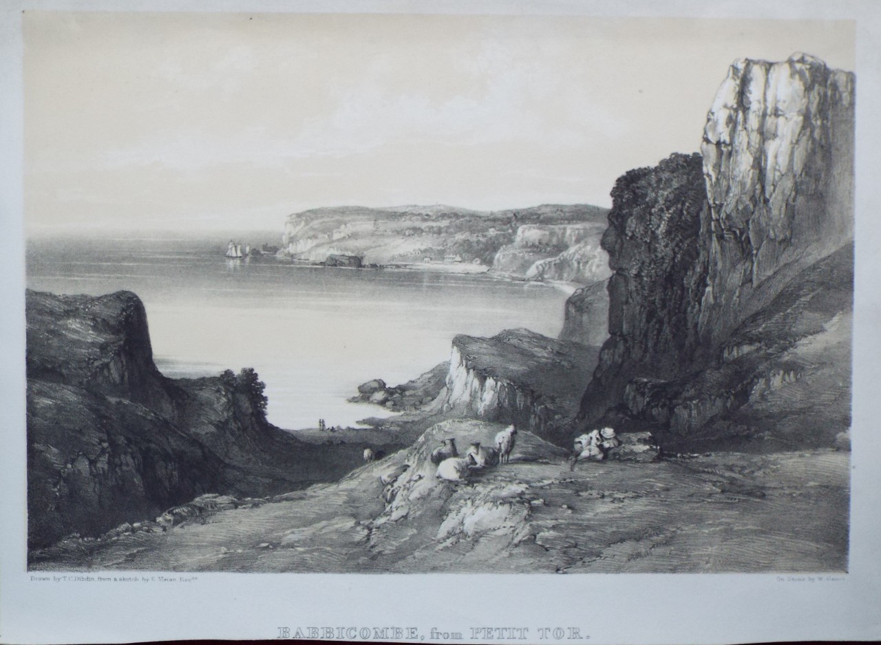 Lithograph - Babbicombe, from Petit Tor. - Gauci