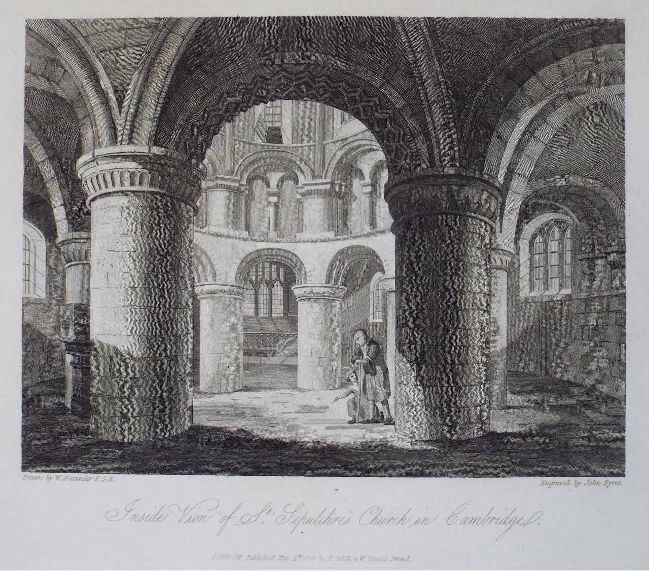 Print - Inside View of St. Sepulchre's Church, in Cambridge. - Byrne