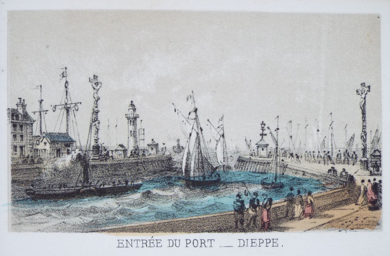 Lithograph - Entree du Port - Dieppe.