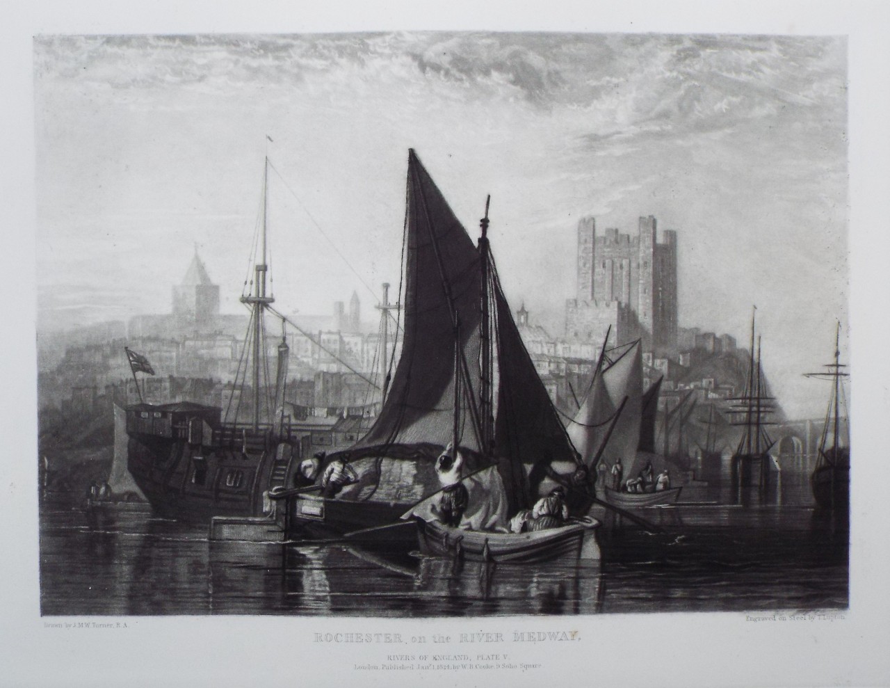 Mezzotint - Rochester, on the River Medway. - Lupton