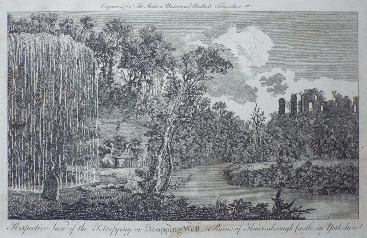 Print - Perspective View of the Dripping Well, & Ruins of Knaresbrough-Castle, in Yorkshire.
