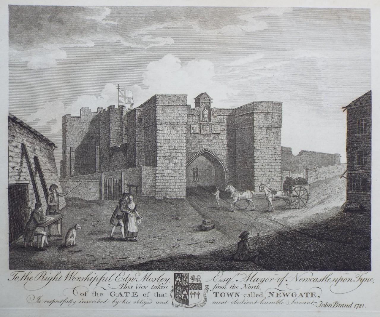 Print - To the Right Worshipful Edwd. Mosley Esqr. Mayor of Newcastle upon Tyne, This View taken from the North, of the Gate of that Town called Newgate...