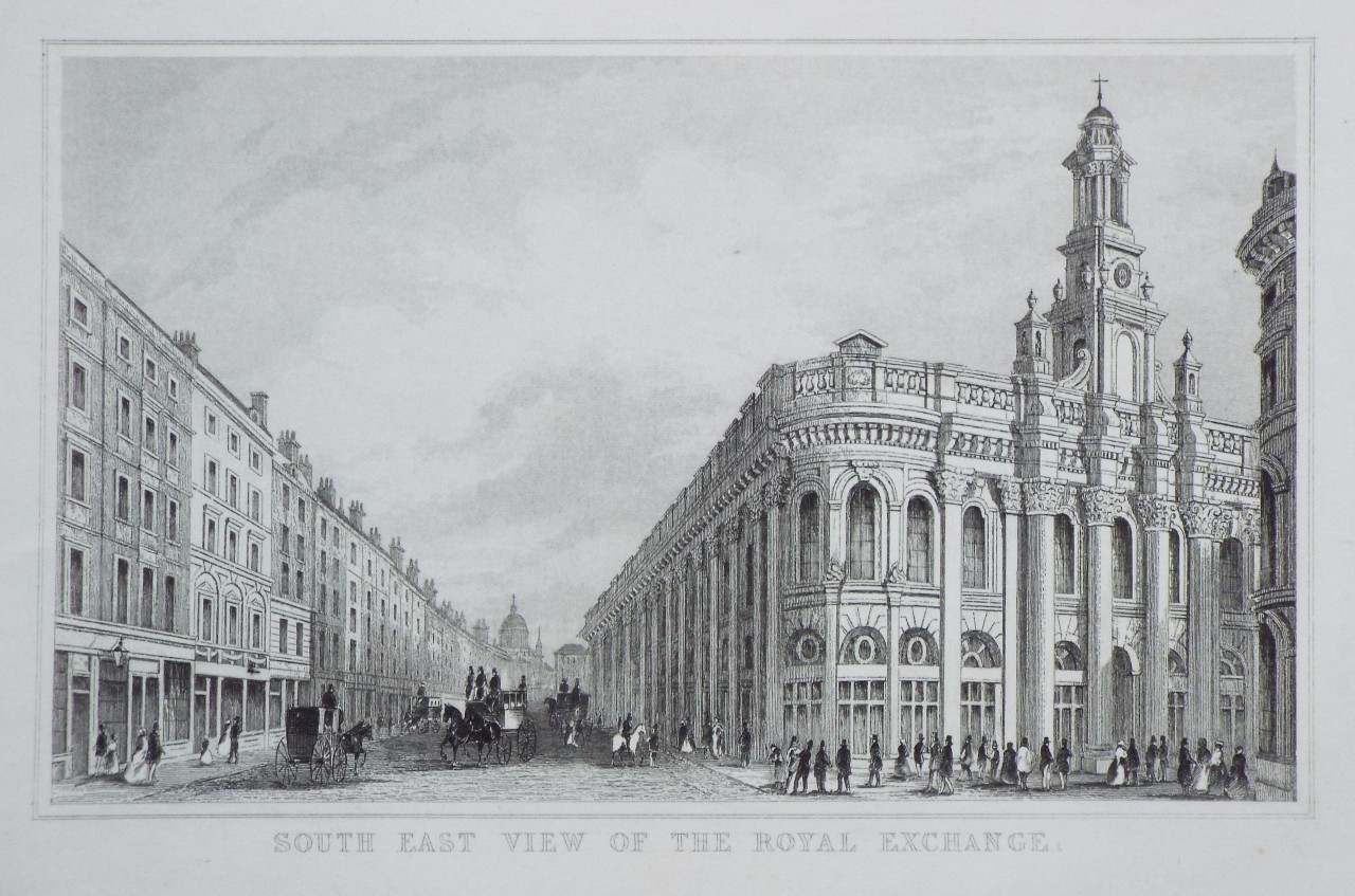Print - South East View of the Royal Exchange.