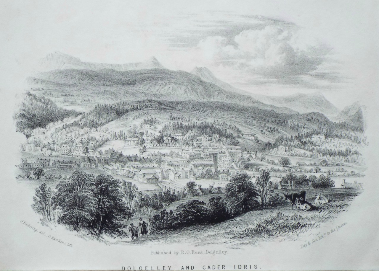 Lithograph - Dolgelley and Cader Idris. - Hawkins