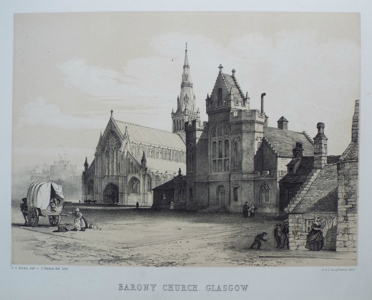 Lithograph - Barony Church, Glasgow - Gordon
