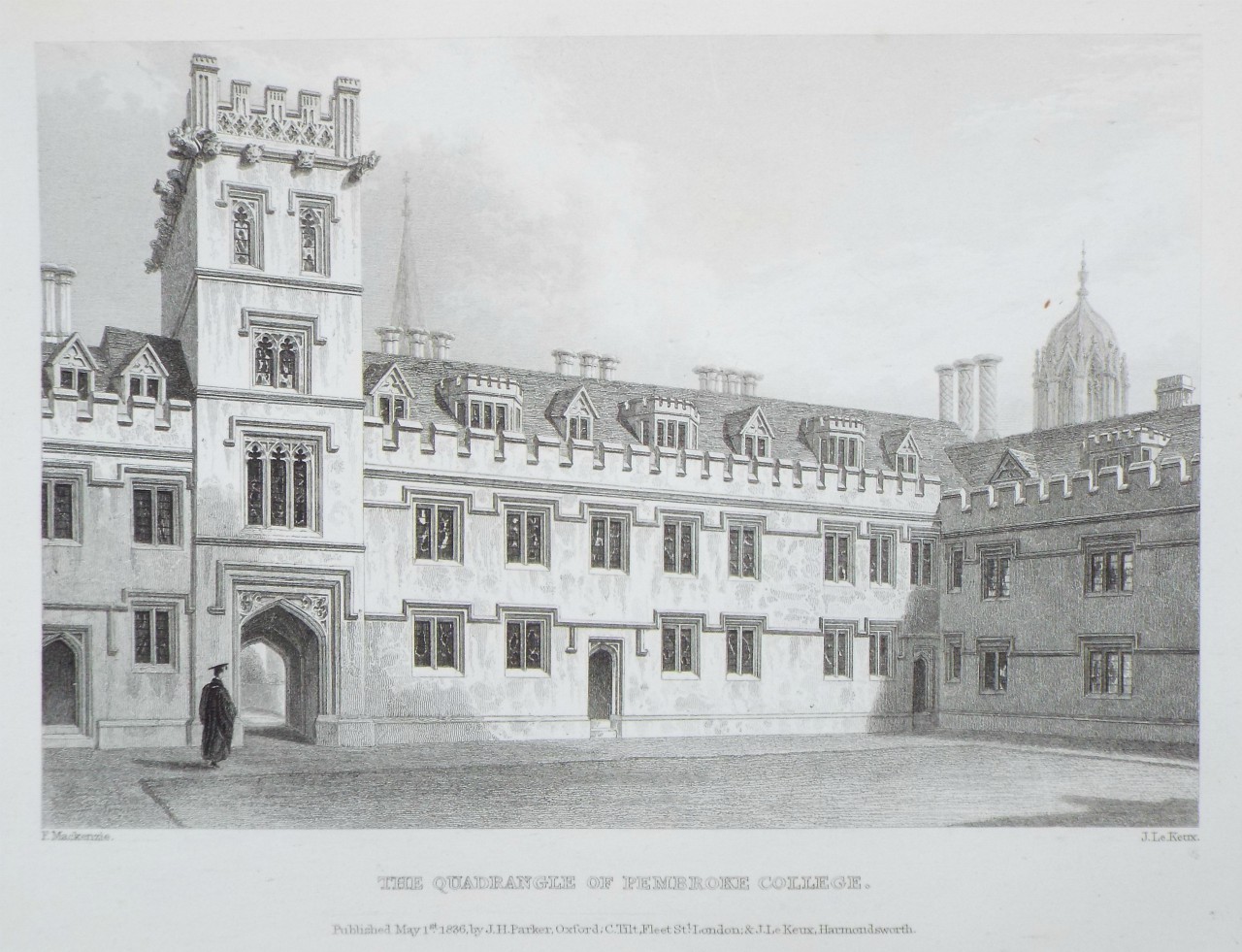 Print - The Quadrangle of Pembroke College. - Le