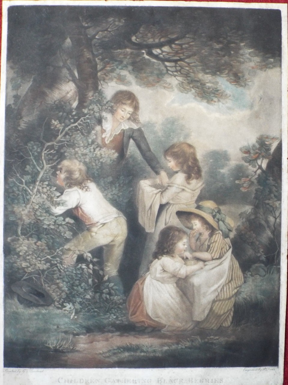 Mezzotint - Children Gathering Black Berries - Dawe