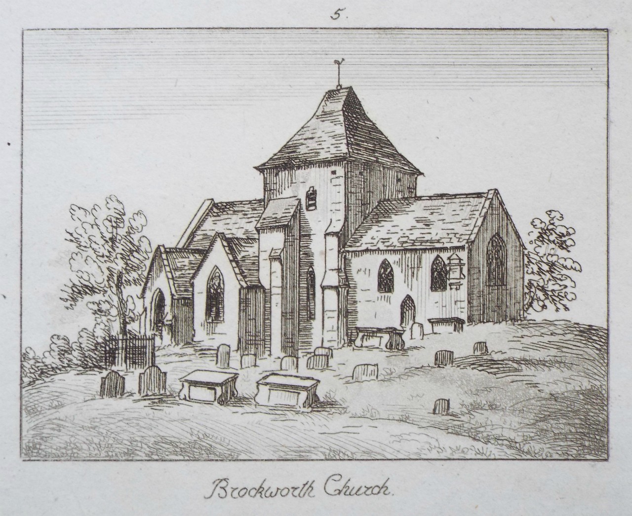 Etching with aquatint - Brockworth Church
