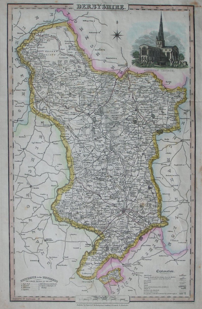 Map of Derbyshire - Pigot