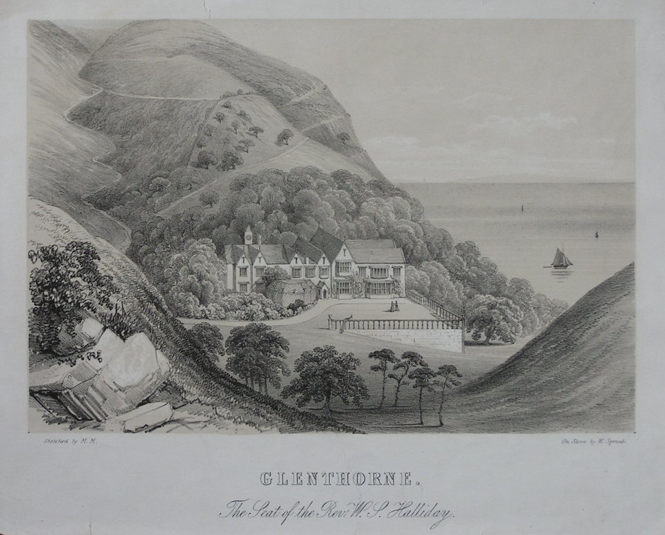 Lithograph - Glenthorne. The Seat of the Rev: W.S.Halliday. - Spreat