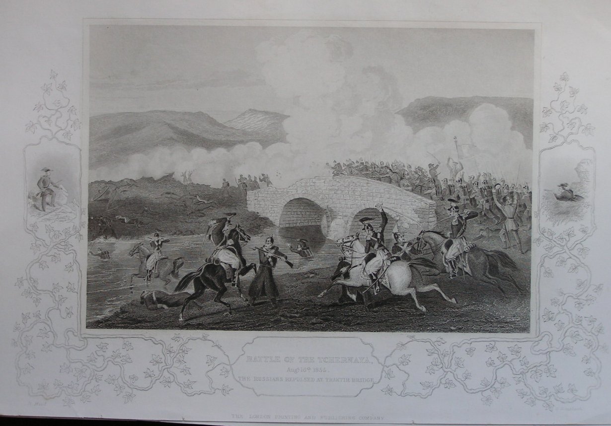 Print - Battle of the Tchernaya, Aug 18 1855 The Russians Repulsed at Traktir Bridge - Greatbach