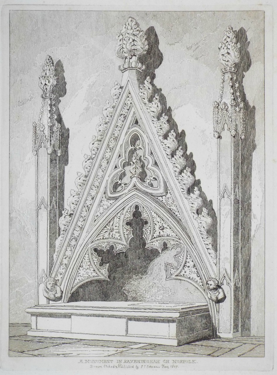 Etching - A Monument in Raveningham Ch Norfolk - Cotman