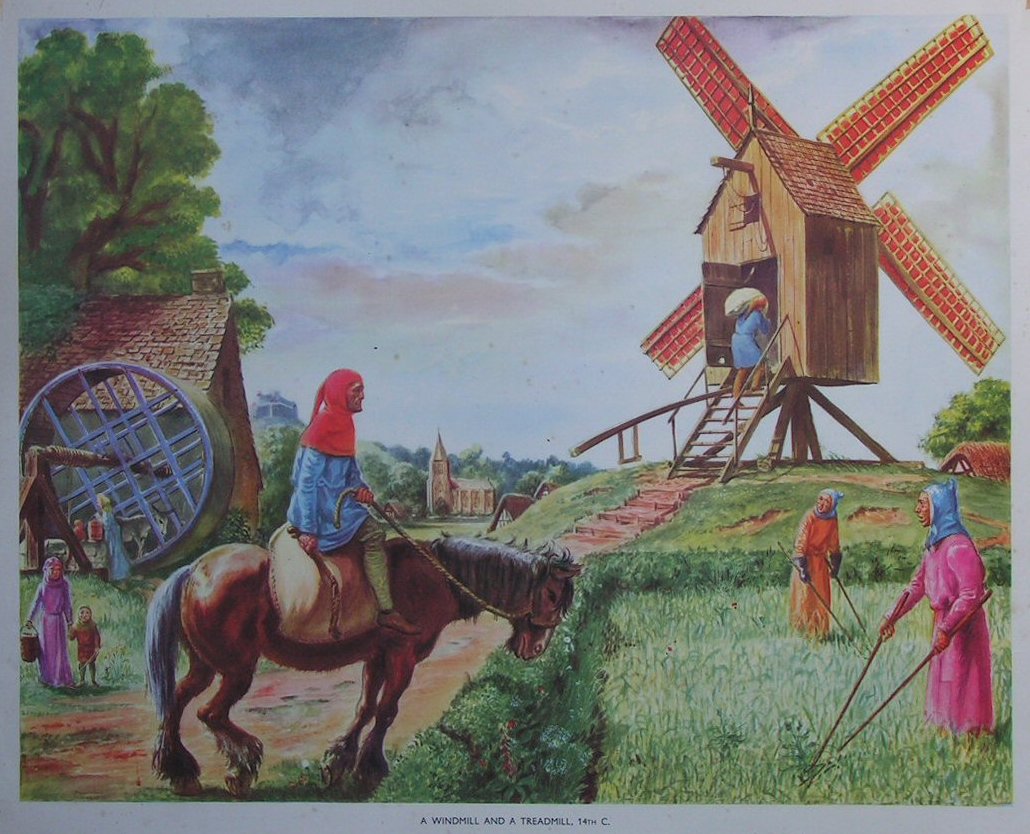 Lithograph - 22 A Windmill and a Treadmill, 14th C.