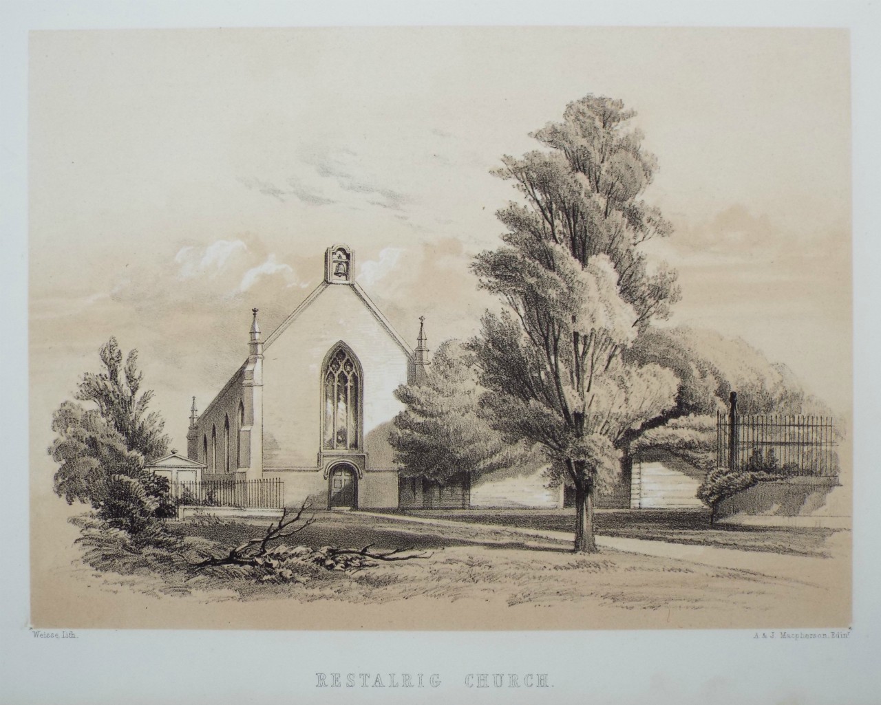 Lithograph - Restalrig Church. - 