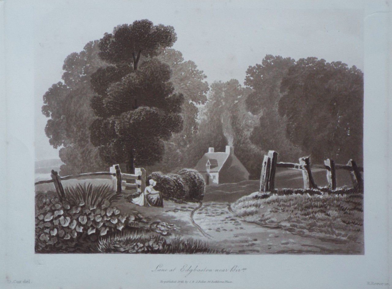 Aquatint - Lane at Edgbaston near Birm. - Reeve