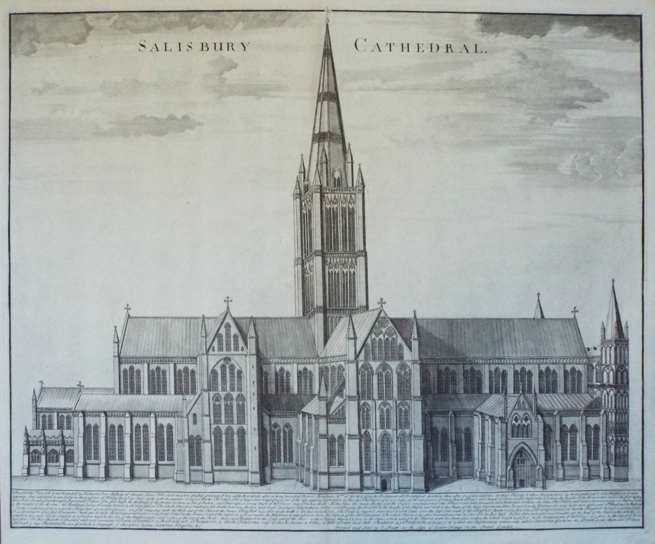 Print - Salisbury Cathedral. - Kip