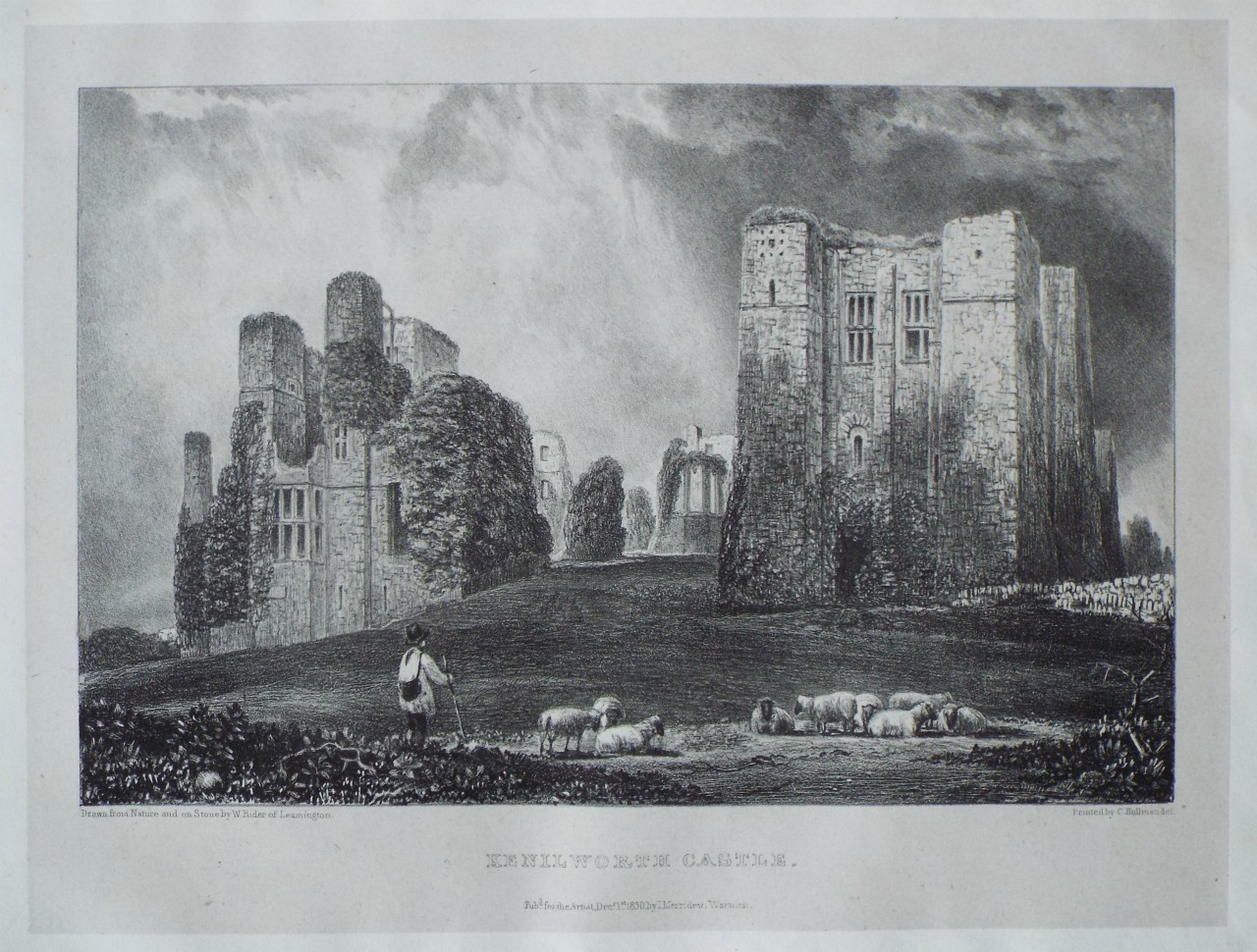 Lithograph - Kenilworth Castle. - Rider