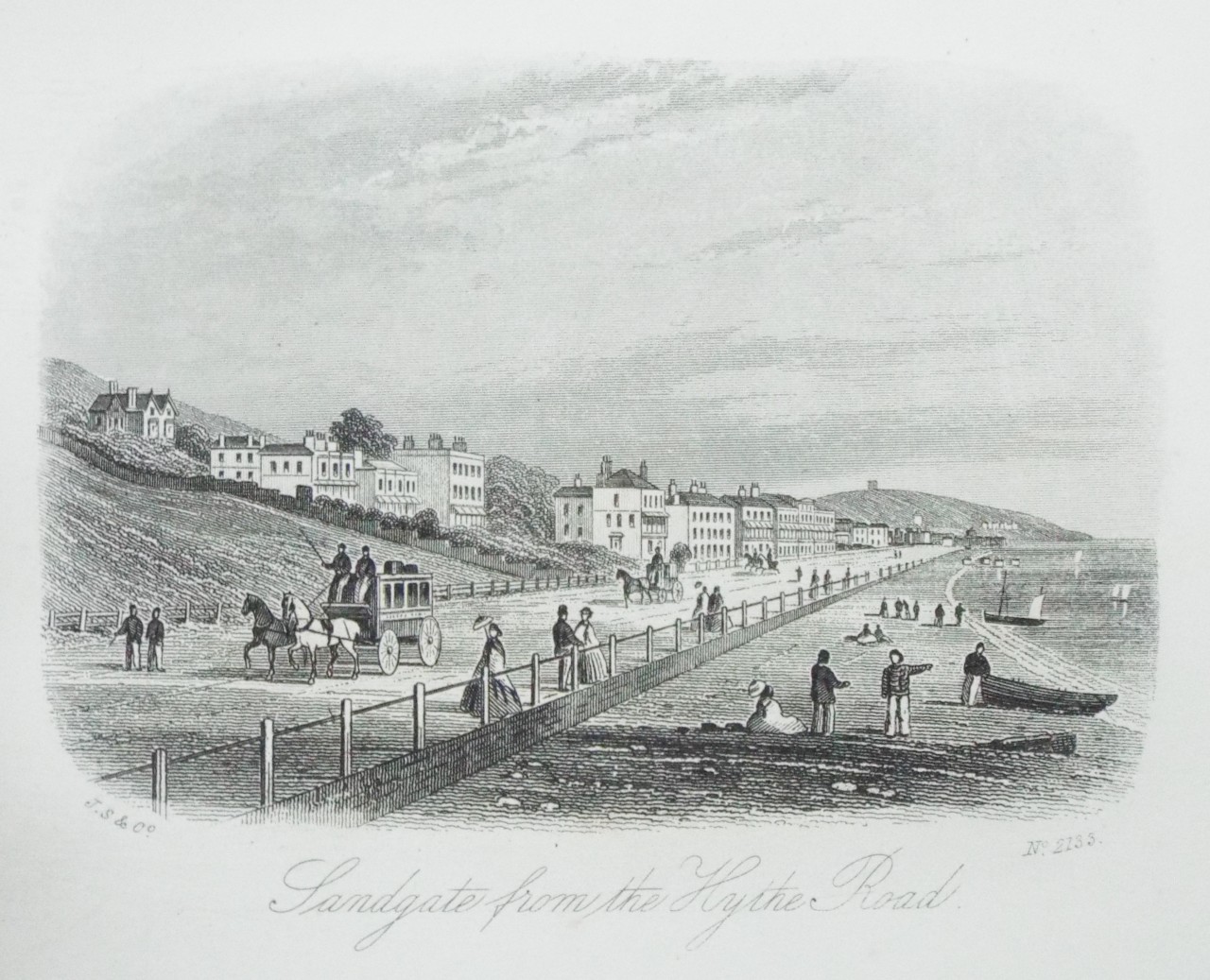 Steel Vignette - Sandgate from the Hythe Road. - J.