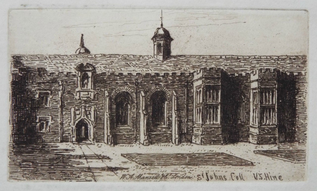 Etching - St. Johns Coll - Hine