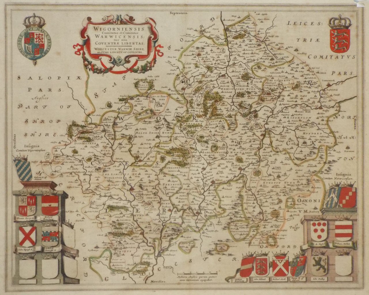 Map of Worcestershire & Warwickshire - Blaeu