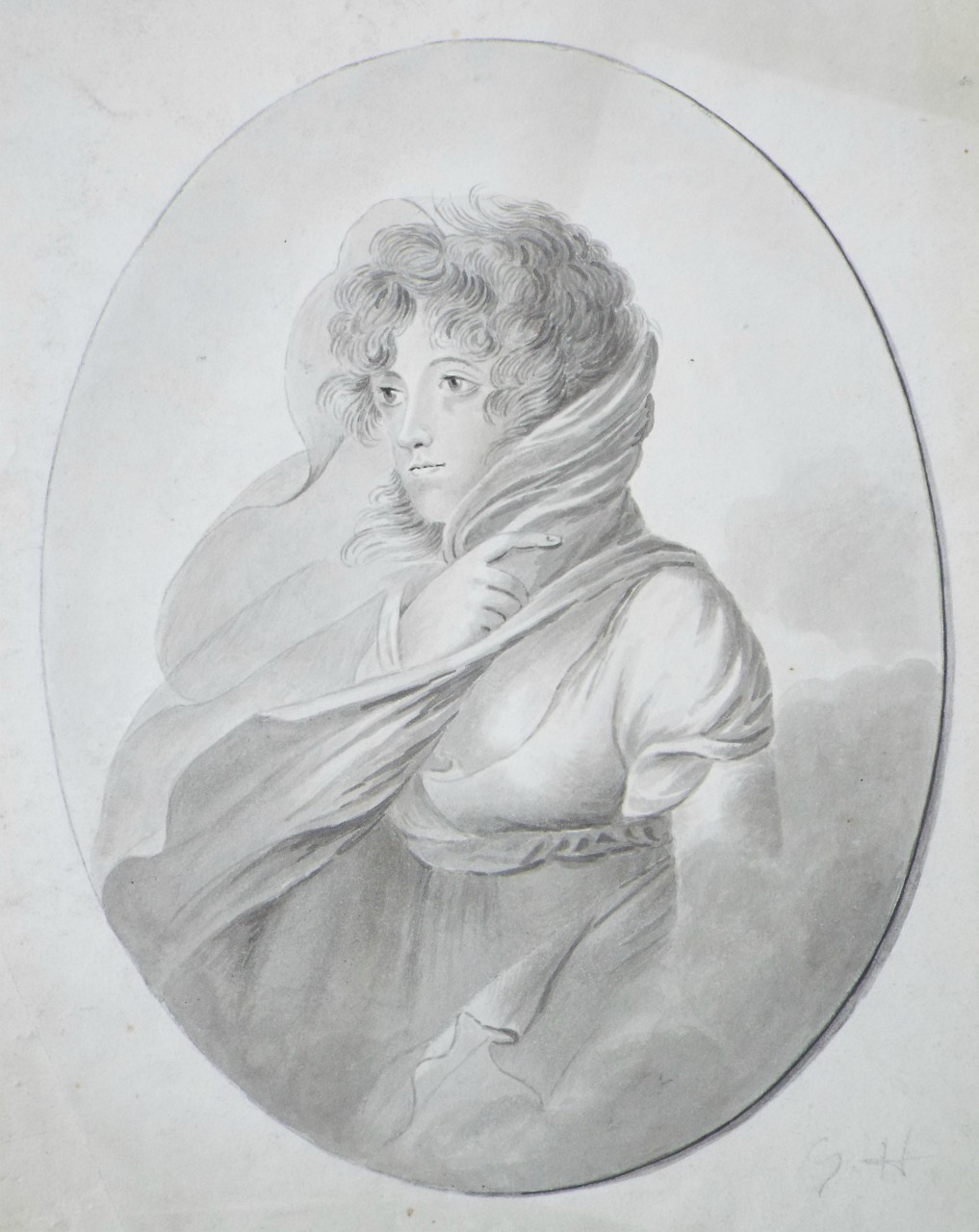 Watercolour - (Young woman wearing a shawl)