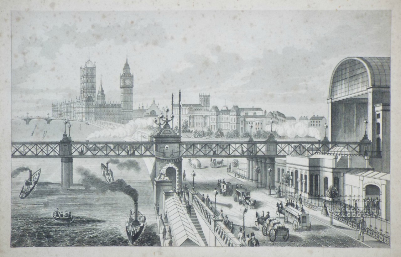 Print - Hungerford Bridge, Charing Cross Station and the Embankment