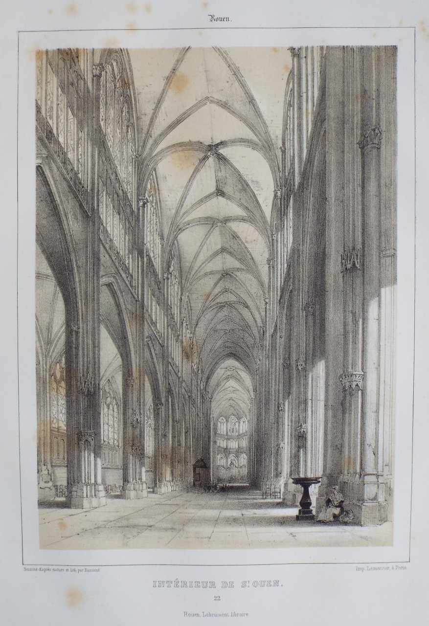 Lithograph - Rouen. Interieure de St. Ouen. - Mansson