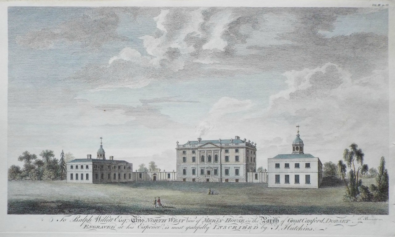 Print - To Ralph Willett Esq; This North West view of Merly-House in the Parish of Great Canford, Dorset. Engraved at his Expense, is most gratefully Inscribed by J. Hutchins. - Bonner