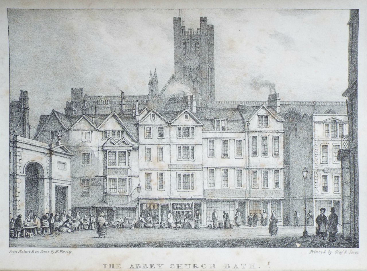 Lithograph - The Abbey Church Bath - Worsley