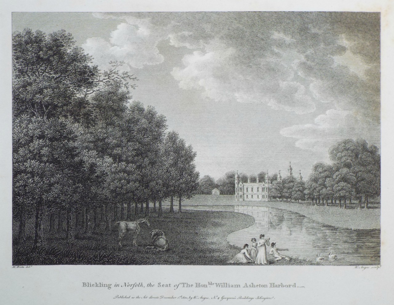 Print - Blickling in Norfolk, the Seat of The Honble William Asheton Harbord. - Angus