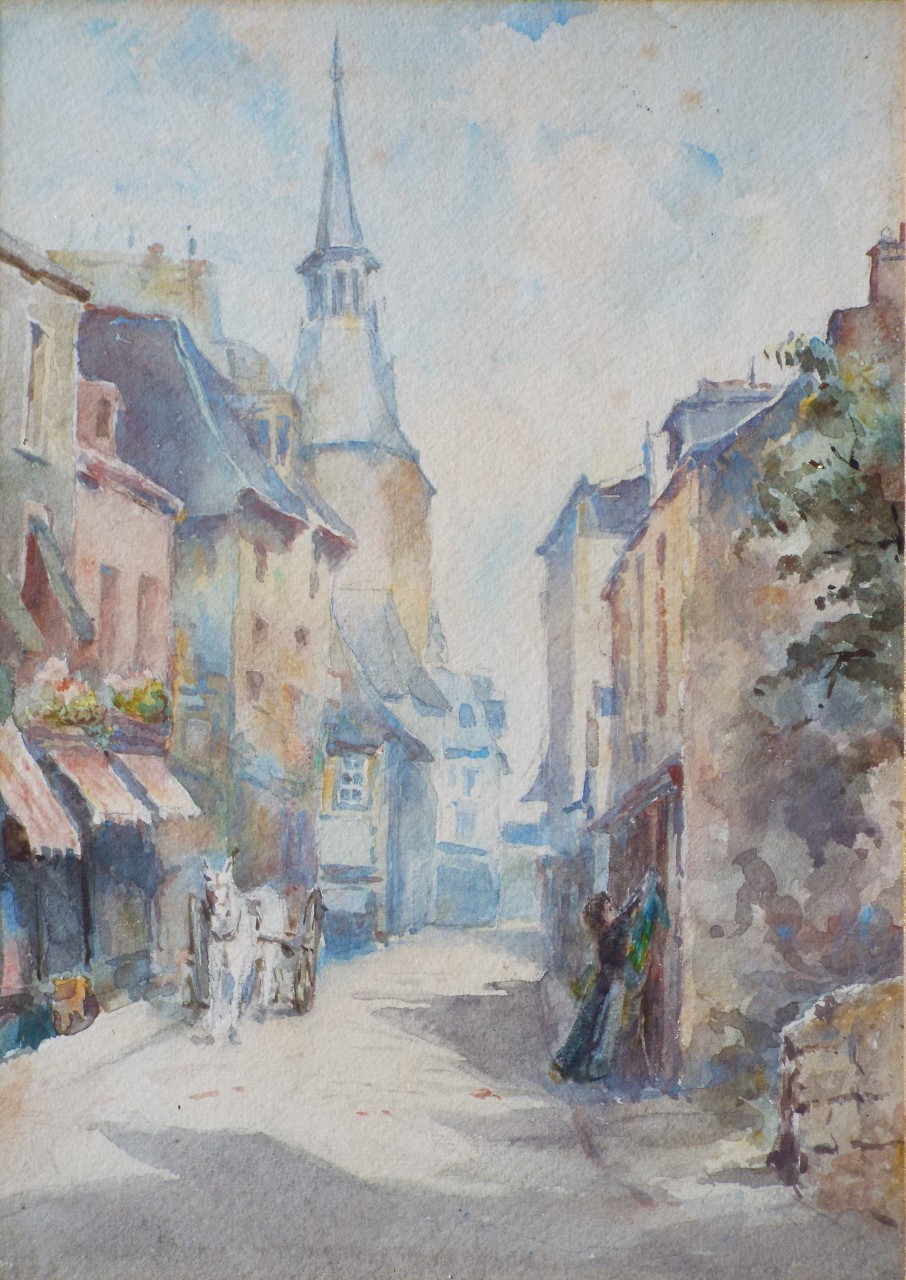 Watercolour - Dinan. Rue de l'Horloge