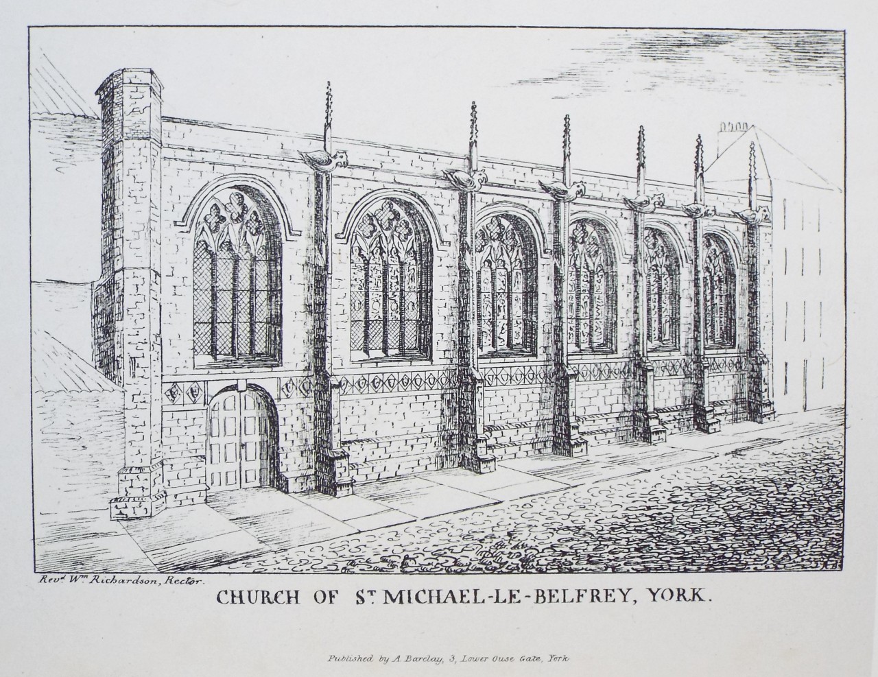 Lithograph - Church of St. Michael-le-Belfrey, York.