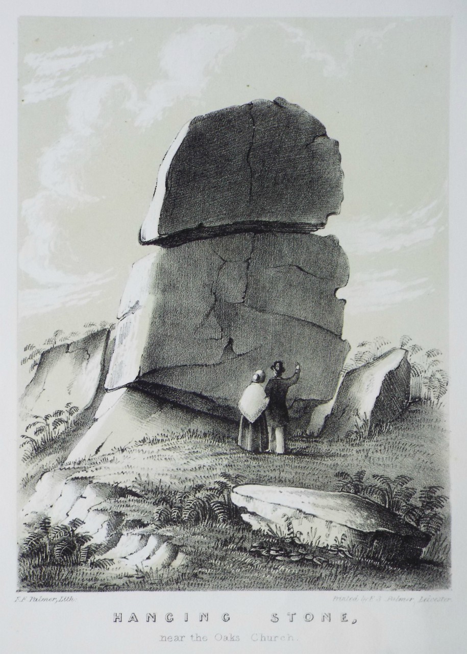 Lithograph - Hanging Stone, near Oaks Church. - Palmer