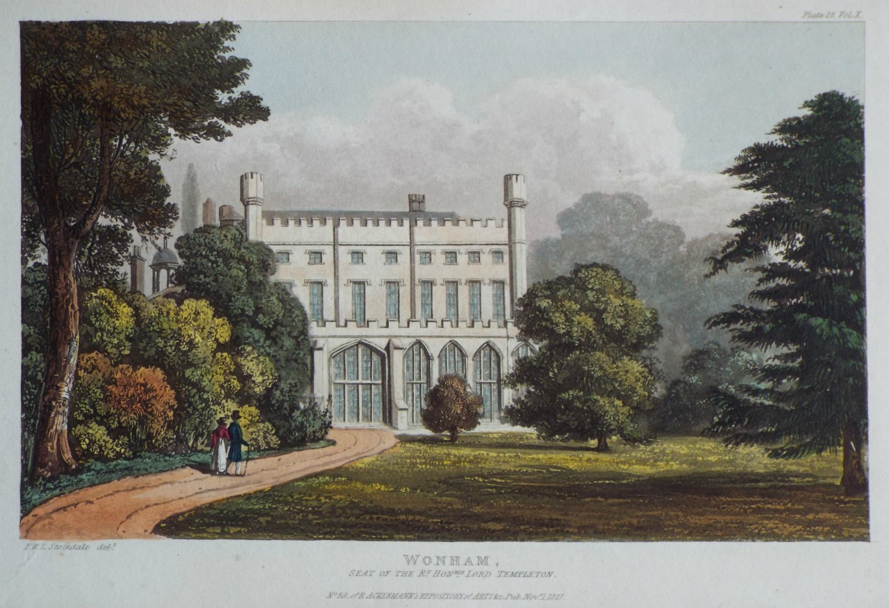 Aquatint - Wonham, Seat of the Rt. Honble. Lord Templeton.