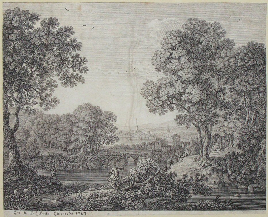 Print - (River landscape with Chichester in the background) - Smith