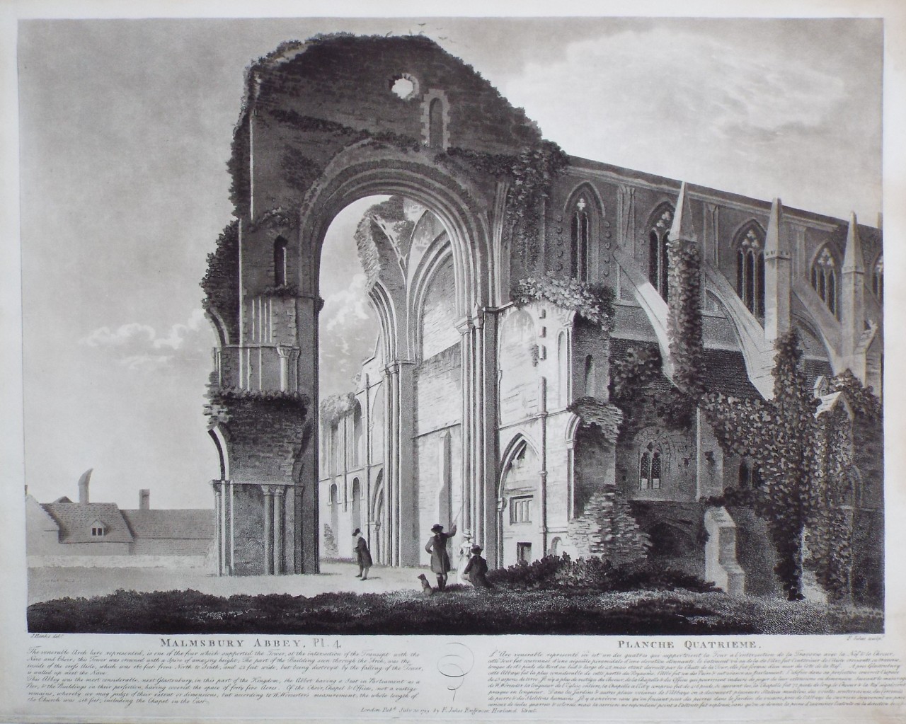 Aquatint - Malmesbury Abbey Pl.4. Planche Quatrieme. - Jukes