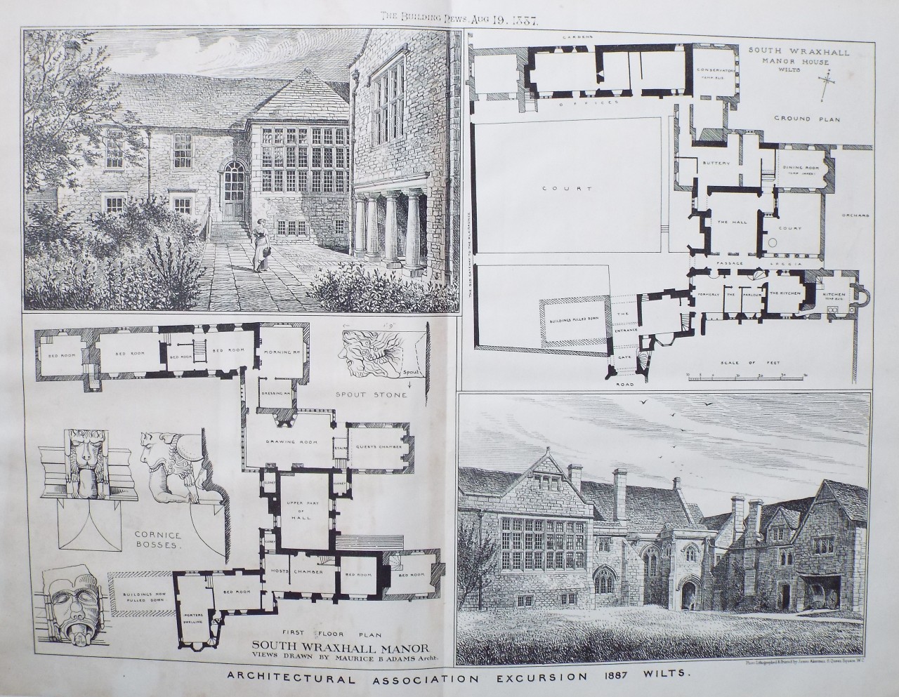 Photo-lithograph - South Wraxhall Manor. Architectural Association Excursion 1887 Wilts.