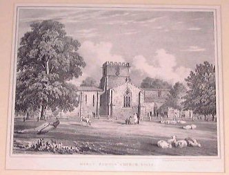 Lithograph - Gread Bedwin Church, Wilts - Madeley