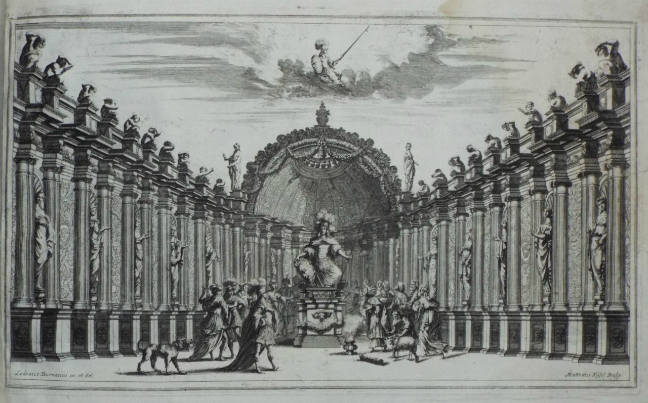 Etching - Stage Design from Il Pomo d'Oro - Temple of the Palace of Athena - Kusel