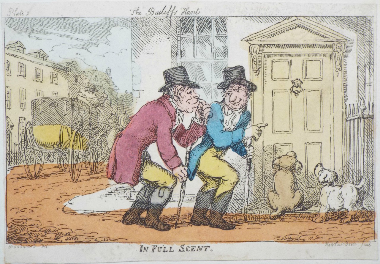 Etching - The Bailiff's Hunt. 2. In Full Scent. - Rowlandson