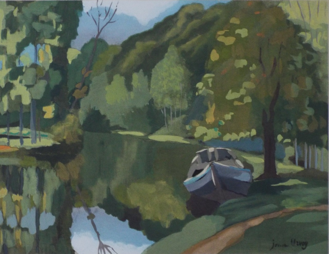 Pochoir Gouache - Un Coin de la Vieille Rance