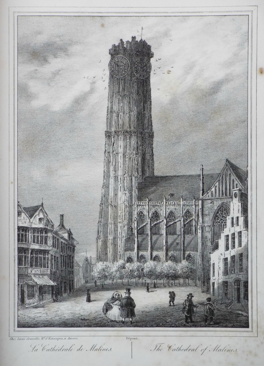 Lithograph - La Cathedrale de Malines.